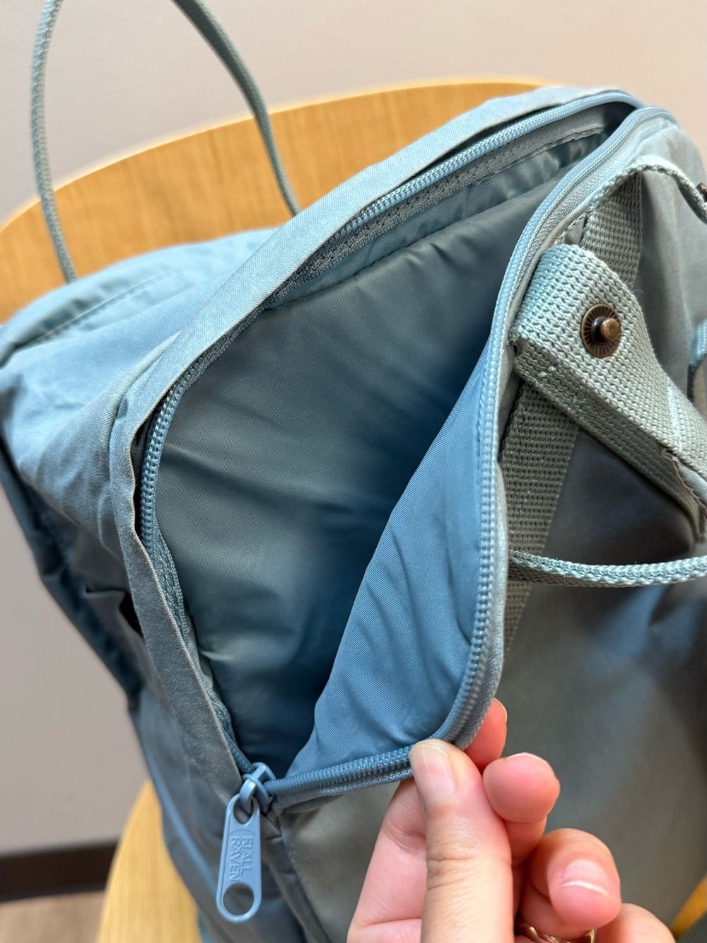Fjallraven Kanken Backpack - Light Blue with Red Logo - Picture 4 of 5